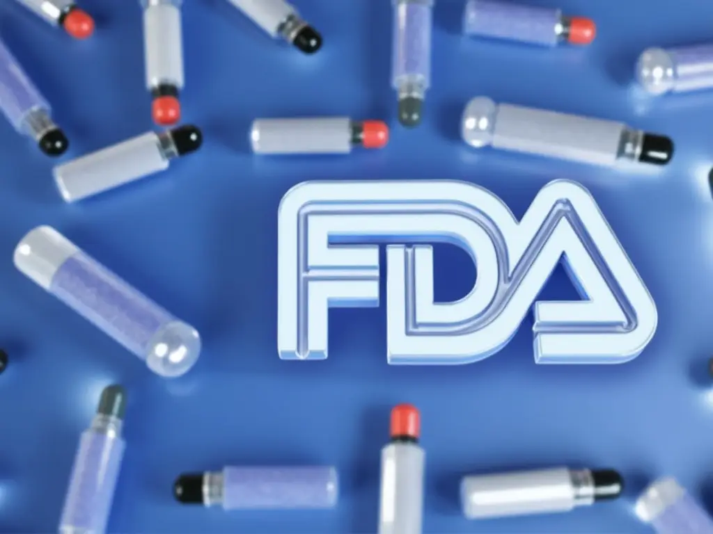 FDA logo surrounded by drug vials